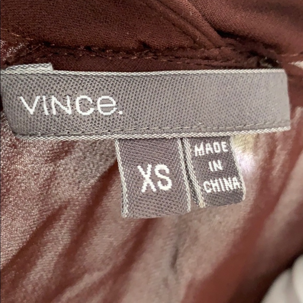 Vince Silk Burgundy V Neck Blouse Size XS - Picture 6 of 6